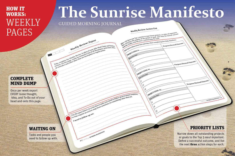 [Australia - AusPower] - The Sunrise Manifesto Guided Morning Journal (Brown) - Minimalist Morning Pages for Gratitude, Productivity, and Focus 