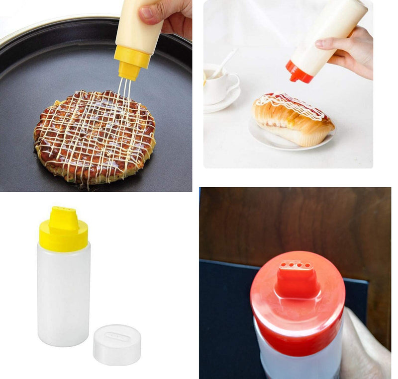 [Australia - AusPower] - 2-pack Plastic Squeeze Condiment Bottles Perfect for Syrup, Sauce, Olive Oil, Ketchup, Kitchen, Restaurant and Baking Store(Yellow and Red, 300ml) 