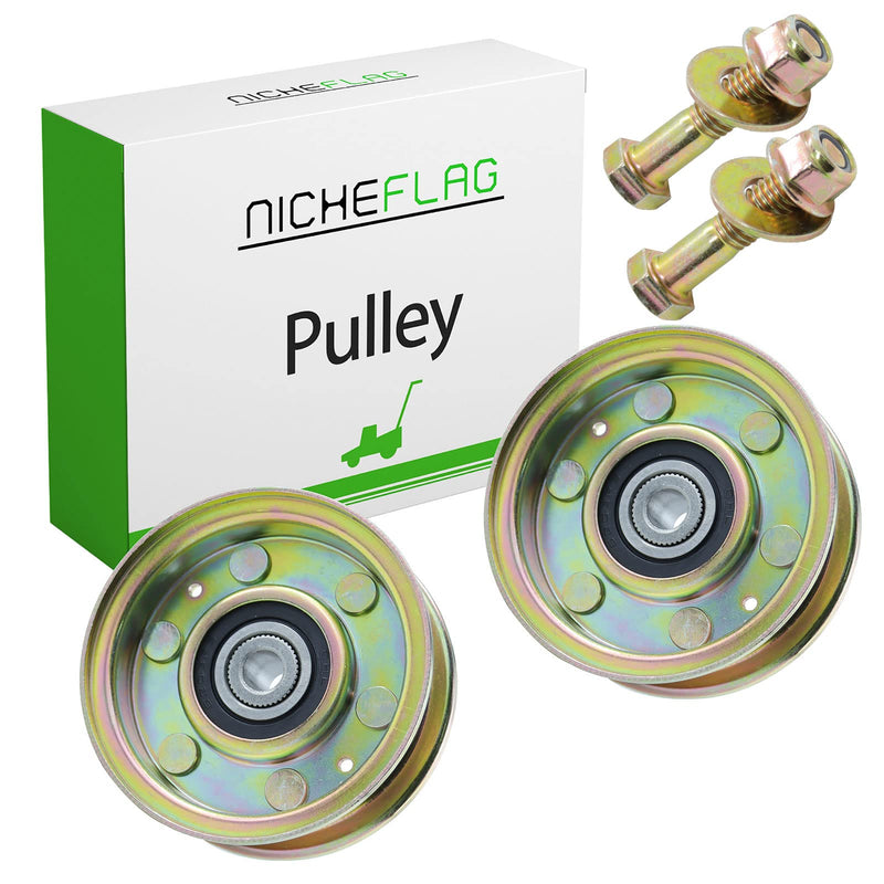 [Australia - AusPower] - NICHEFLAG 2 Pack 756-04224 Flat Idler Pulley Compatible with MTD 756-0981 956-0224 756-0981A 756-0981B 956-0981 956-0981A 956-0981B 539919078 