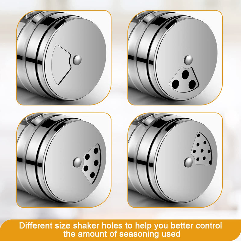 [Australia - AusPower] - 2 Pieces Stainless Steel Salt and Pepper Shakers, Spice Dispenser with Adjustable Pour Holes Stainless Steel Spice Shaker Versatile Dredge Shaker Seasoning Bottles 
