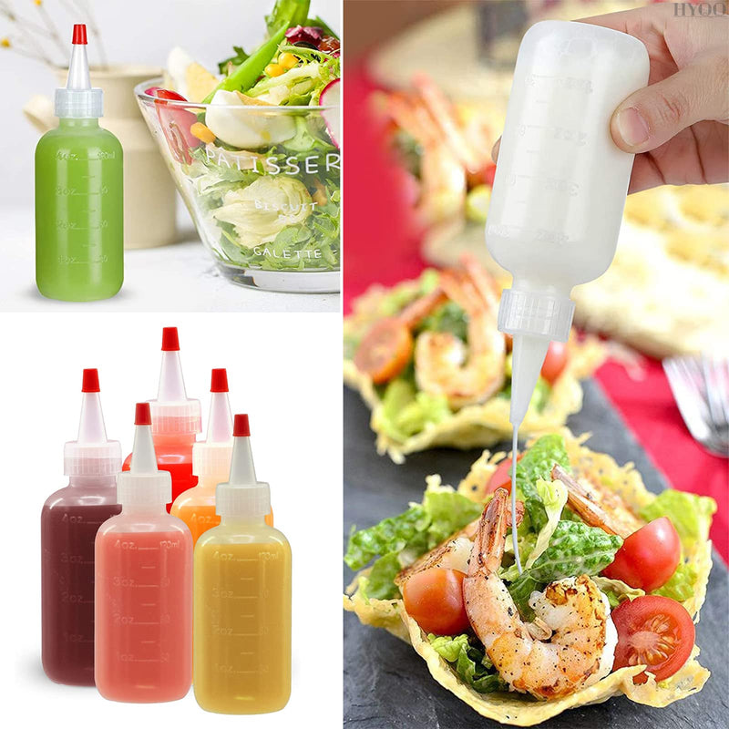 [Australia - AusPower] - Plastic Squeeze Bottles with Caps - 12Pcs Plastic Condiment Squeeze Bottles with Red Tip Squeeze Bottle Caps - Squeeze Bottles 4 OZ Ketchup Bottles Squeeze Bottles for Sauces, Arts and Crafts 12 