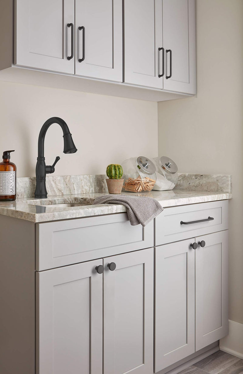 [Australia - AusPower] - Amerock | Cabinet Pull | Matte Black | 5-1/16 inch (128 mm) Center-to-Center | Factor | 1 Pack | Drawer Pull | Cabinet Handle | Cabinet Hardware 5-1/16 in. Center-to-Center 