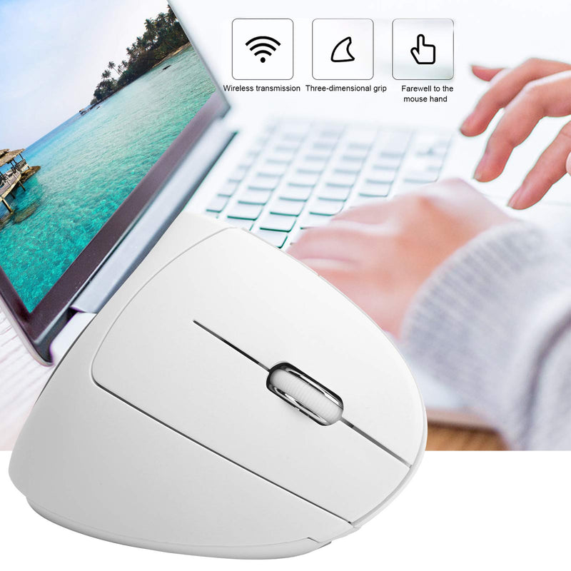 [Australia - AusPower] - Ergonomic Vertical Mouse, 2.4G Wireless Optical Game Mouse, RGB Backlight, Adjustable 4-Level 2400DPI, 6 Button for PC/ Laptop Desktop(White) 