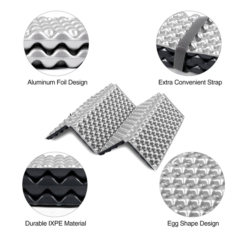 [Australia - AusPower] - REDCAMP Foam Backpacking Sit Pad, 1/2/4PCS Ultralight Hiking Seat Pad for Outdoor Camping Stadium, Black/Grey/Blue Black-2pcs 