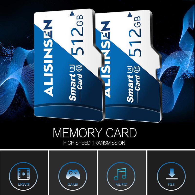 [Australia - AusPower] - Micro SD Card 512GB Memory Card TF Card Memory Card 512GB Class 10 High Speed Transfer SD Card with Adapter for Dash Cams&Action Camera,Surveillance&Security Cams(512GB) XBL-512GB 