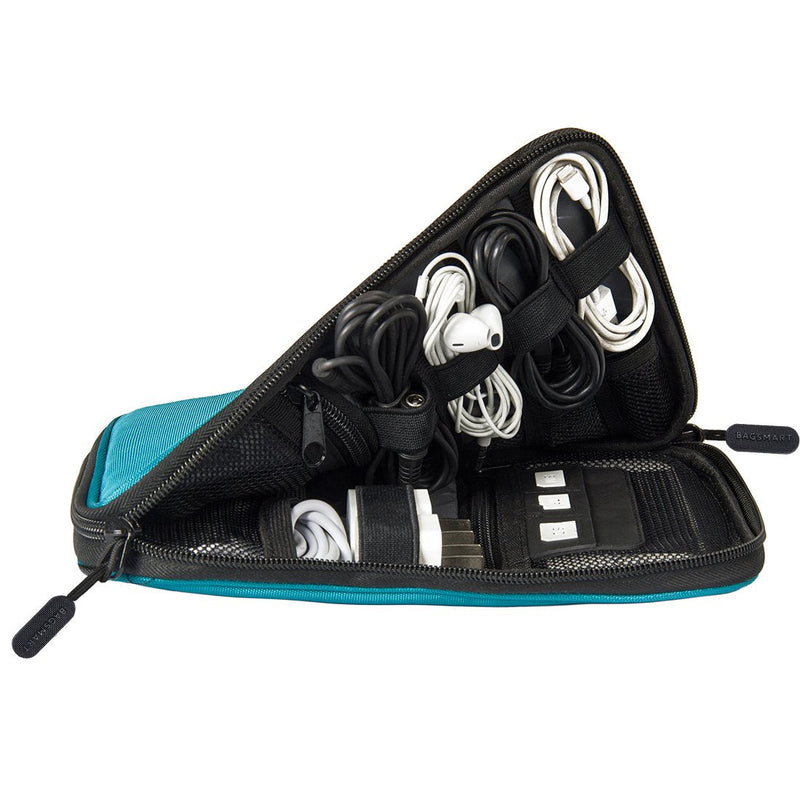 [Australia - AusPower] - BAGSMART Electronic Organizer Travel Universal Cable Organizer Electronics Accessories Cases for Cable, Charger, Phone, USB, SD Card, Dark Blue 