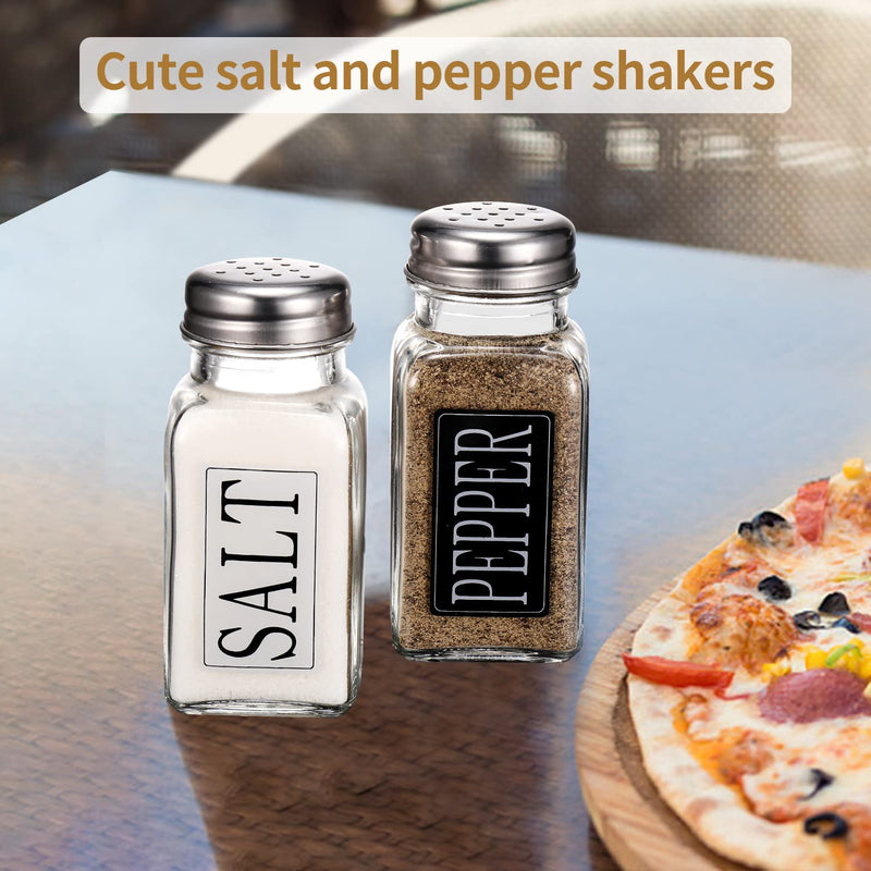 [Australia - AusPower] - Glass Salt and Pepper Shakers Set Small,DWTS Farmhouse Salt and Pepper Shakers Cute with Stainless Steel Lid-"Salt"and" Pepper" Font Label Design,Waterproof Unique Design,Best Kitchen Decoration 1.57*1.57*3.54 in 