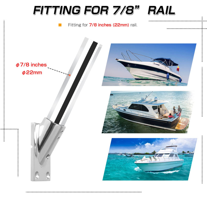 [Australia - AusPower] - AMYSPORTS Heavy Steel Boat Base Rail Stainless Pole Marine Base Tube Rectangular Boat Rail Fittings Handrail Yacht SUS316 30° FOR 22mm PIPE 