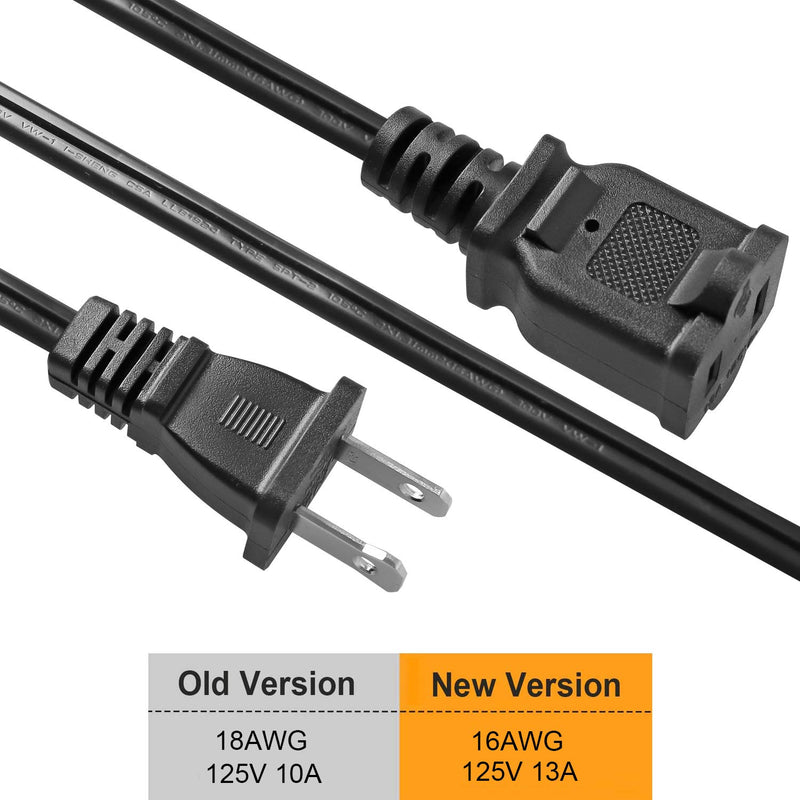 [Australia - AusPower] - VSEER 2 Prong Extension Cord US AC 2-Prong Male and Female Power Cable 13A/125V, USA Outlet Saver Power Extension Cord Cable for NEMA 5-15P to NEMA 5-15R (1FT) 1FT Black 