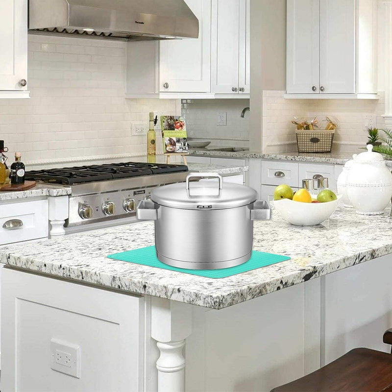 [Australia - AusPower] - Large Silicone Trivet Mats for Hot Dishes/Pots Pans, Heat Resistant Pot Holder,9"x12" Non Slip Flexible Durable Pot Coaster Kitchen Table Mats Set of 2 (Teal) Teal 