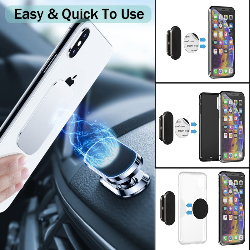 [Australia - AusPower] - Magnetic Phone Mount for Car, Universal Dashboard Holder, 360° Rotation Strong Magnet Car Phone Holder for Mobile Phones and Mini Tablets Such as Samsung, iPhone, LG, etc (2 Pcs Black) 
