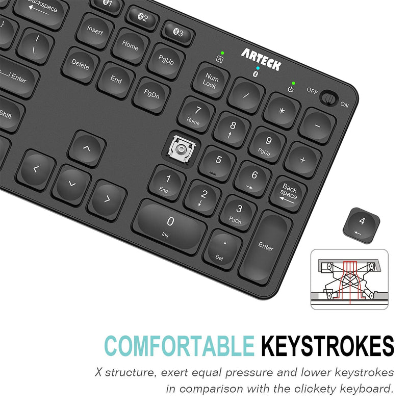 [Australia - AusPower] - Arteck Universal Backlit 7-Colors & Adjustable Brightness Multi-Device Full Size Wireless Bluetooth Keyboard for Windows, iOS, iPad OS, Android, Computer Desktop Laptop Surface Tablet Smartphone 