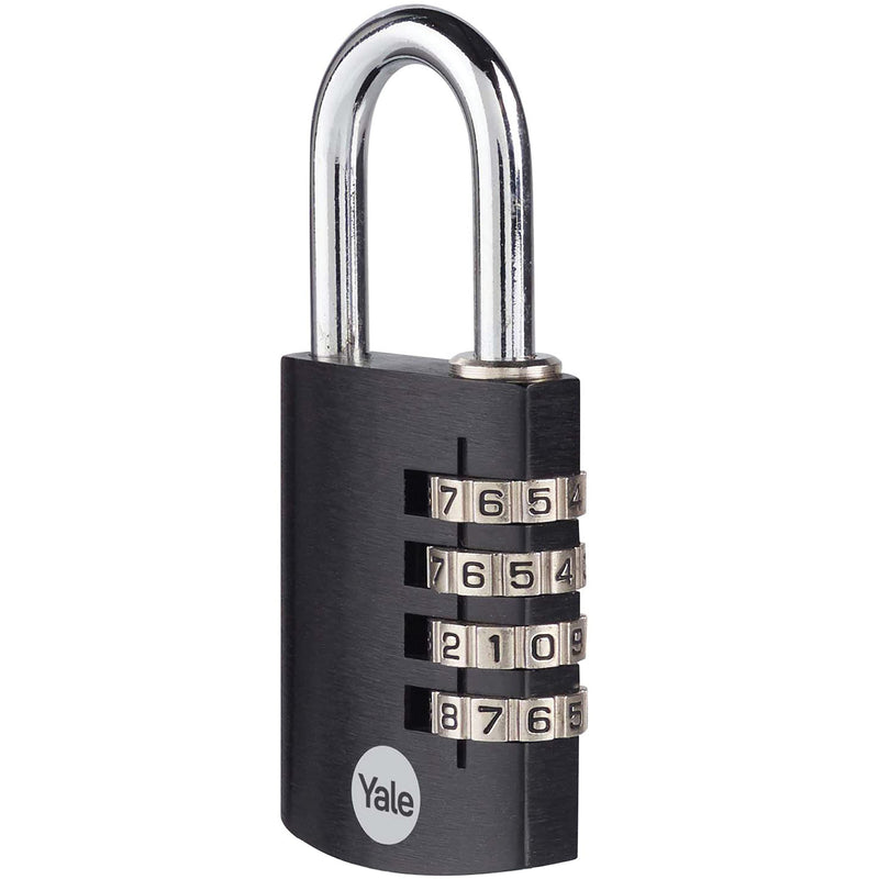 [Australia - AusPower] - Yale 4 Digit Combination Lock Outdoor Waterproof Padlock for School Gym Locker, Sports Locker, Fence, Toolbox, Gate, Case, Hasp Storage (Black) 1 