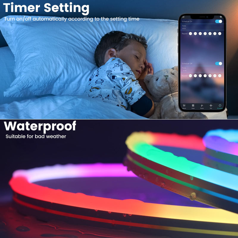 [Australia - AusPower] - AXMVEZ LED Color Changing Rope Lights, 16.4FT Flexible Strip Lights for Bedroom, IP67 Waterproof Neon Rope Light Strips with Remote, APP Control, Music Sync, DIY Design Neon Lights Indoor Outdoor 