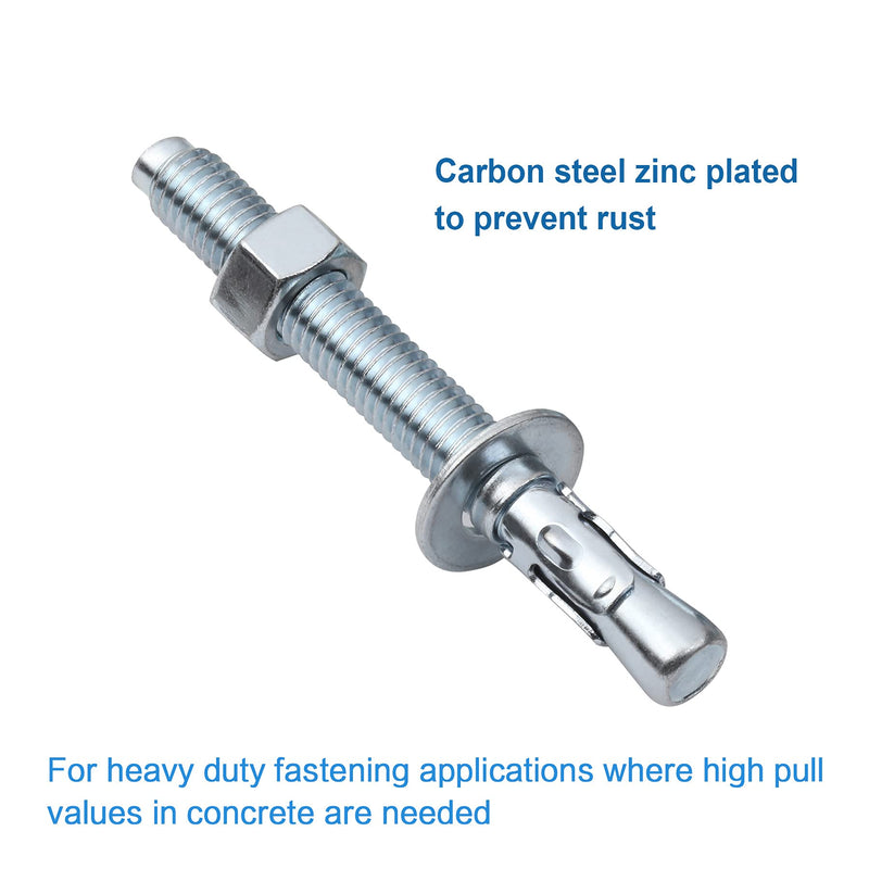 [Australia - AusPower] - Anrik 1/4 inch x 2-1/4 inch - 20 Pieces Wedge Anchor Zinc Plated Heavy Duty Fastener for Concrete 1/4" x 2-1/4" 