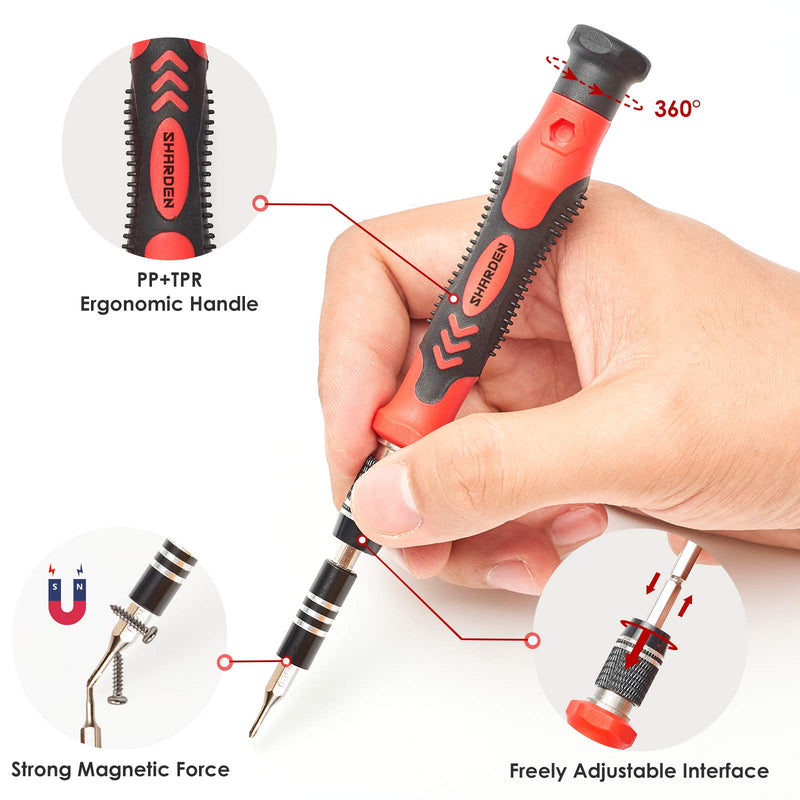 [Australia - AusPower] - SHARDEN Precision Screwdriver set, 124 in 1 with 110 Bits Magnetic Screwdriver Kit, Professional Electronics Repair Tool Kit for Tablet, Computer, Laptop, PS4, PC, iPhone, Xbox, Game Console (red) Red 