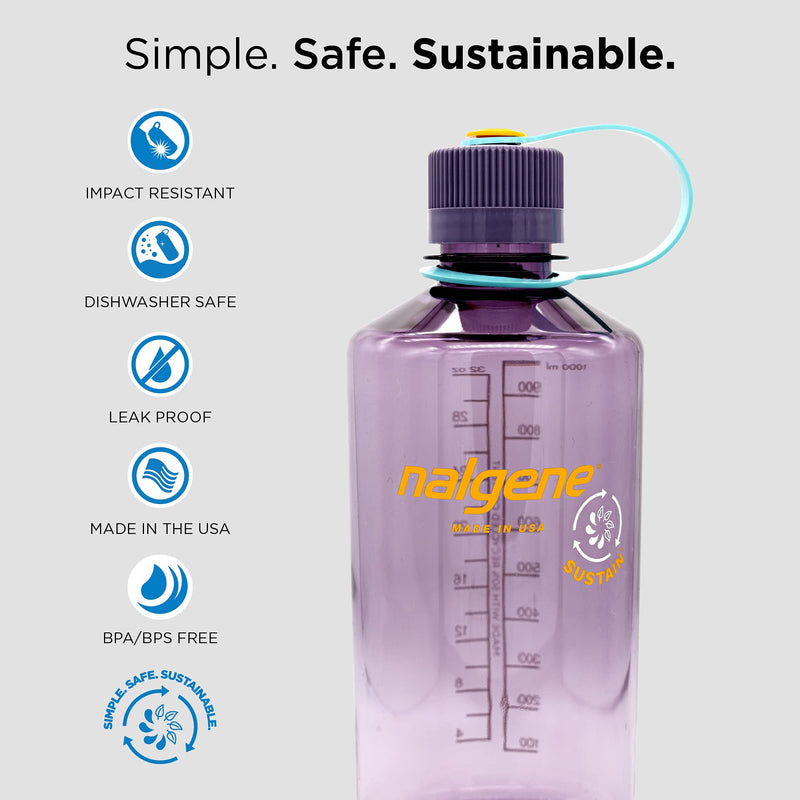 [Australia - AusPower] - Nalgene Tritan Narrow Mouth BPA-Free Water Bottle, 32 oz Clear 