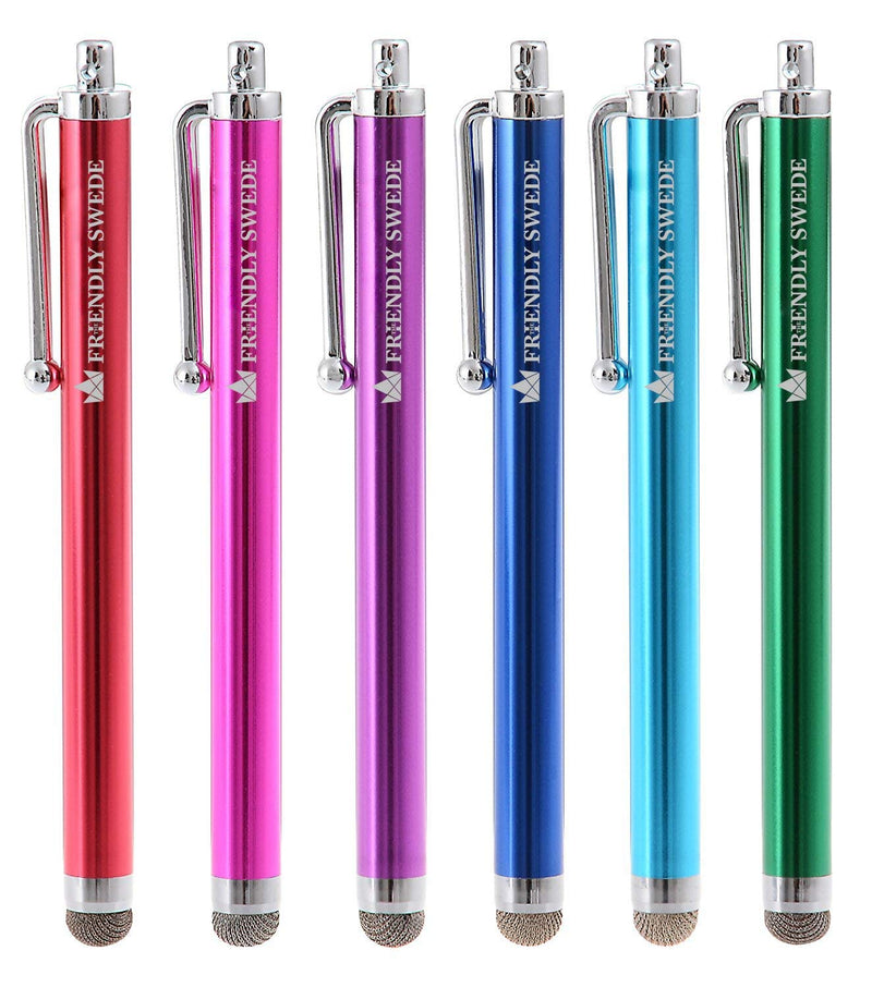 [Australia - AusPower] - The Friendly Swede Bundle Micro-Knit Hybrid Fiber Tip Universal Capacitive Stylus Pens (Hot Pink/Aqua Blue/Green/Dark Blue/Red/Purple) Hot pink/Aqua blue/Green/Dark blue/Red/Purple 