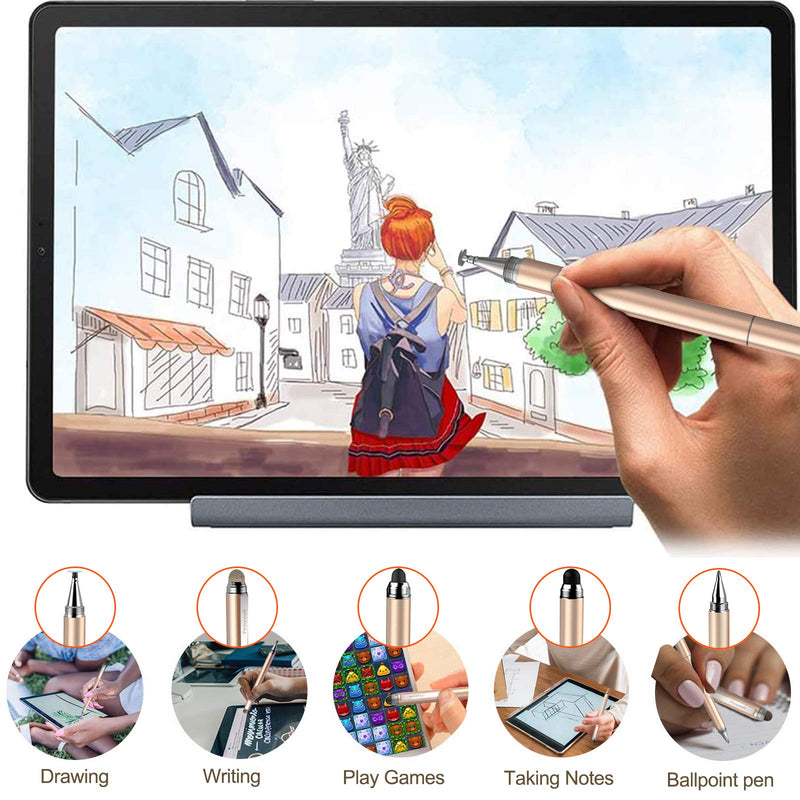 [Australia - AusPower] - Penyeah Stylus pens for Touch Screens - [4-in-1] High Sensitivity and Precision Touch Screen Stylus Disc Tip,Black Rubber Tip & Mesh Fiber Tip Universal for All Capacitive Touch Screen Device (Gold) Gold 
