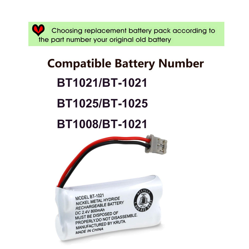[Australia - AusPower] - Kruta Cordless Phone Battery BT-1021 BBTG0798001 Compatible with Uniden BT-1021 BT1021 BT-1008 BT-1016 BT-1025 2.4V 800mAh Cordless Handset Phone Rechargeable Replacement Battery (Pack 4) Pack 4 