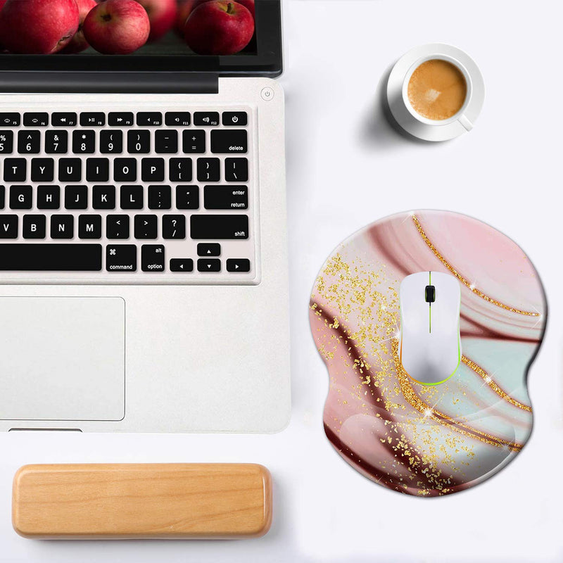 [Australia - AusPower] - Mouse Pad with Wrist Support, Non Slip Mousepad Wrist Rest for Office, Computer, Laptop & Mac- Durable & Comfortable & Lightweight Ergonomic Support Mouse Mat (Pretty Marble-Wrist-5) Pretty Marble-Wrist-5 