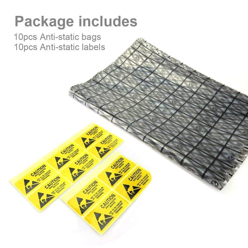 [Australia - AusPower] - Premium Open Top Antistatic Bag Large (12X16inches) ESD Shielding Anti Static Bags for Motherboard Video Card LCD Screen with Anti-Static Labels (12X16inches-10pcs) 