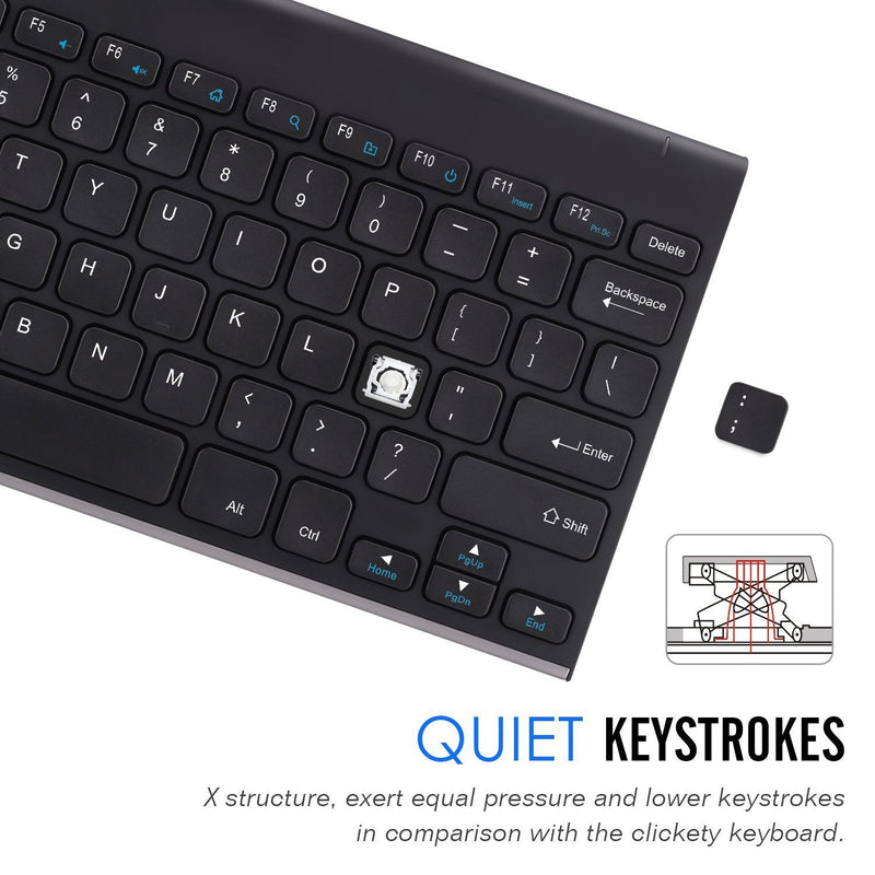 [Australia - AusPower] - Arteck 2.4G Wireless Keyboard Stainless Steel Ultra Slim Keyboard for Computer/Desktop/PC/Laptop/Surface/Smart TV and Windows 10/8 / 7 / Vista/XP Built in Rechargeable Battery 