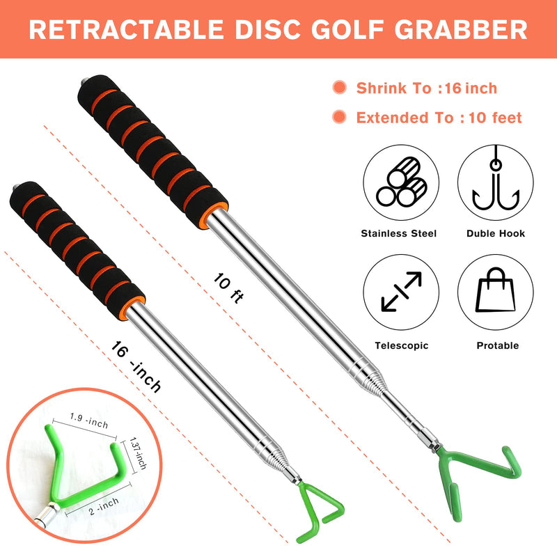 [Australia - AusPower] - LQLMCOS Disc Golf Retriever Pole,Disc Retriever Telescoping Pole with Hook,Expands to 10/16 Feet,Disc Golf Stick Disc Golf Grabber,Disc Golf Gripper Pole,Disc Golf Equipment Disc Golf Accessories 10 FT 