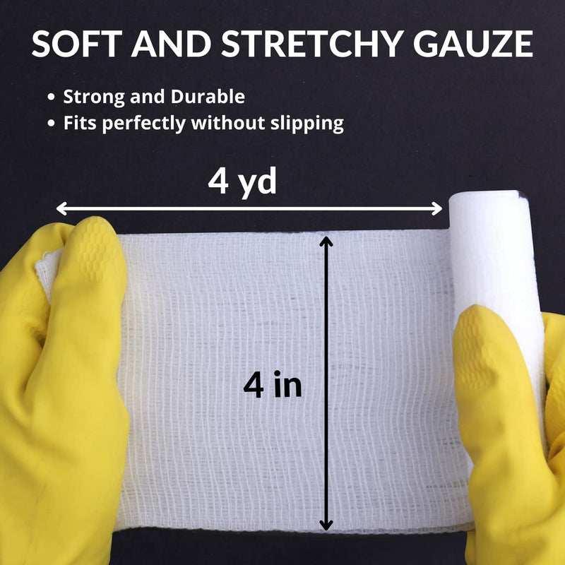[Australia - AusPower] - D&H Medical Pack of 24 Gauze Bandage Roll 4 Inches x 4 Yards - Medical Gauze Wrap for Wounds Care - Easy to Use Cotton Sterile Gauze Rolls for Hand Wrap Dressing Ankles & Knees 