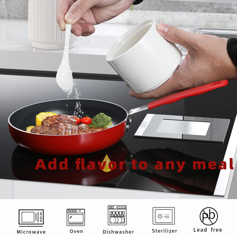 [Australia - AusPower] - ONTUBE Ceramic Sugar Bowl with Lid and Spoon,Porcelain Seasoning Box Salt Bowl,8oz White 