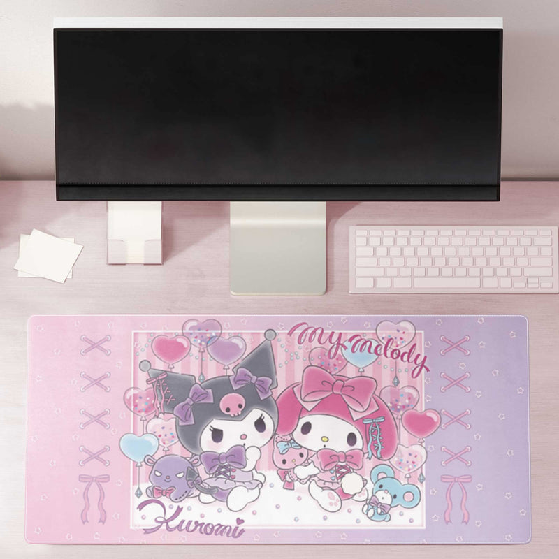 [Australia - AusPower] - Cute Kawaii Extended Gaming Mouse Pad Large Size, Japanese Anime Cartoon Desk Mat, Art Rubber Waterproof Mousepad with Personalized Design for Girls (Melody & Kuro, 35.4"x15.7") 35.4"x15.7" melody & kuro 
