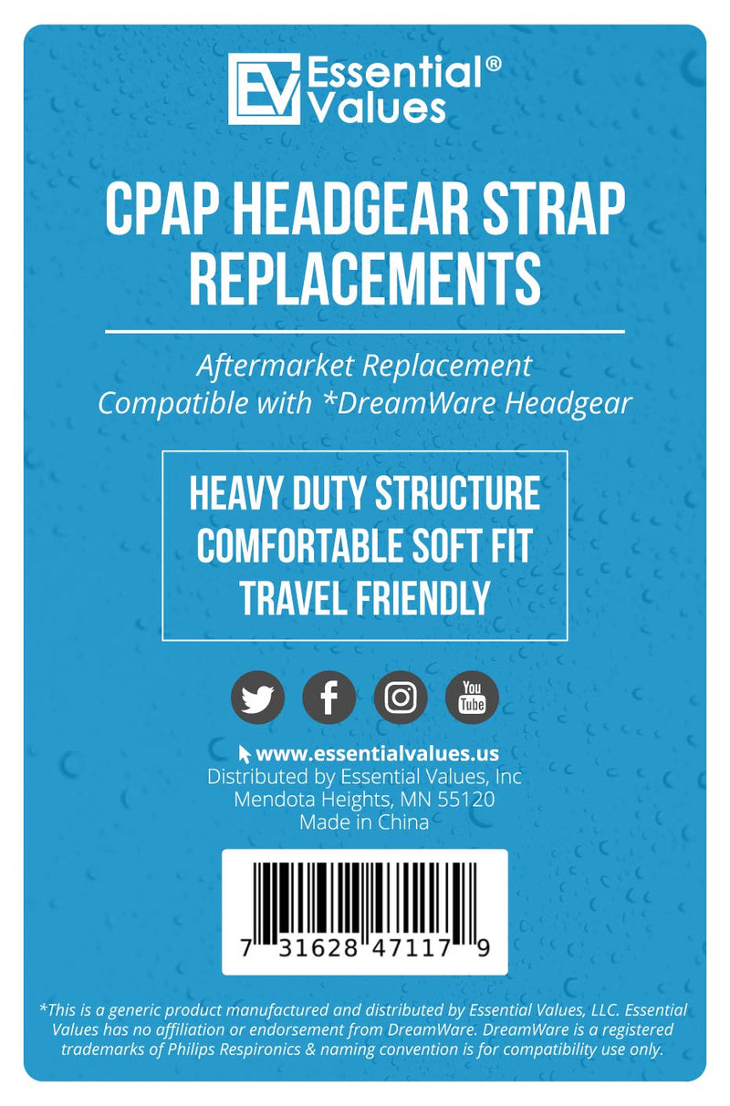 [Australia - AusPower] - Essential Values Replacement Strap for DreamWear Respironics Headgear, Compatible with Dreamwear Nasal Masks for CPAP Machines | Gain Comfort with Professional Fit 