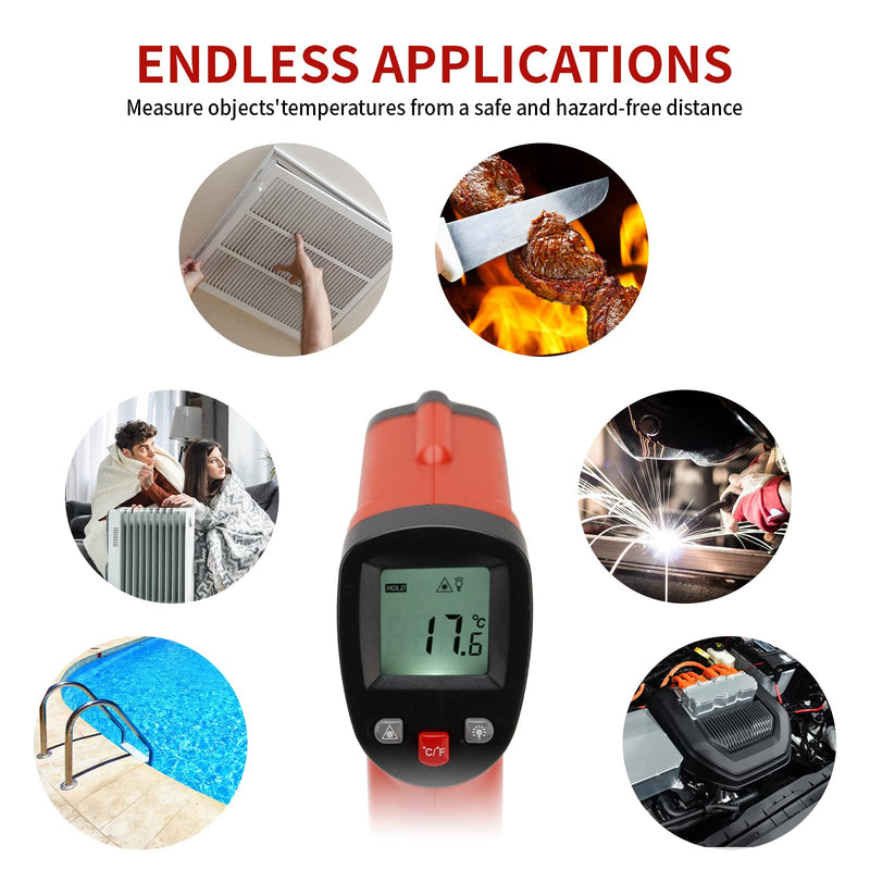 [Australia - AusPower] - MEASUREMAN Infrared Thermometer (Not for Human),Standard Size Temperature Gun Non-Contact Digital Laser Thermometer -58°F to 1022°F (-50°C to 550°C) 