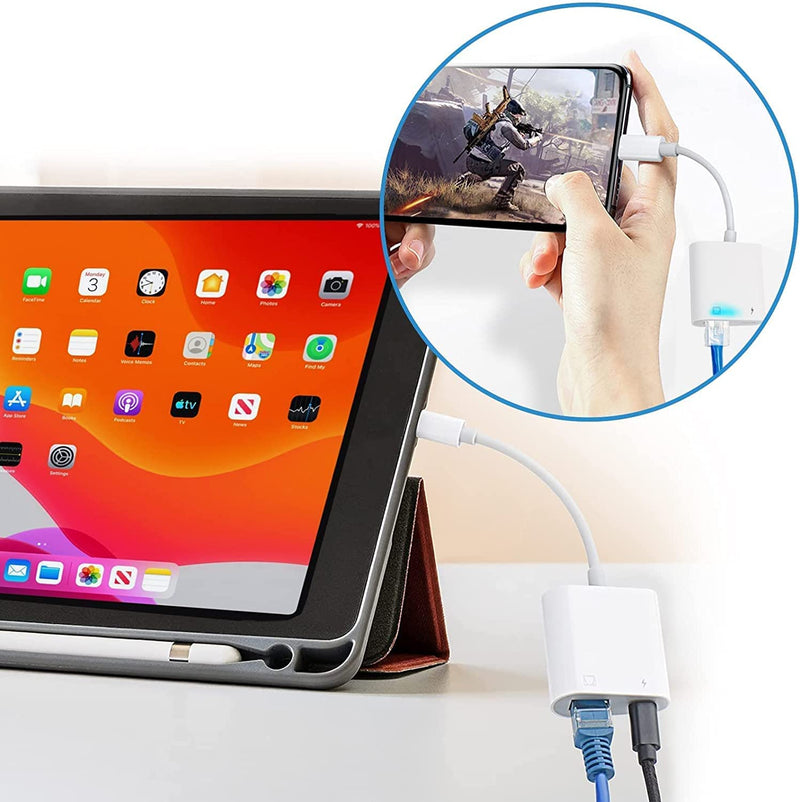 [Australia - AusPower] - 【Apple MFi Certified】 Lightning to Ethernet Adapter, 2 in 1 Rj45 Ethernet LAN Network Adapter, iPhone Ethernet Cable with Charge Port Compatible with iPhone/iPad/iPod Supports 100Mbps,Plug and Play 