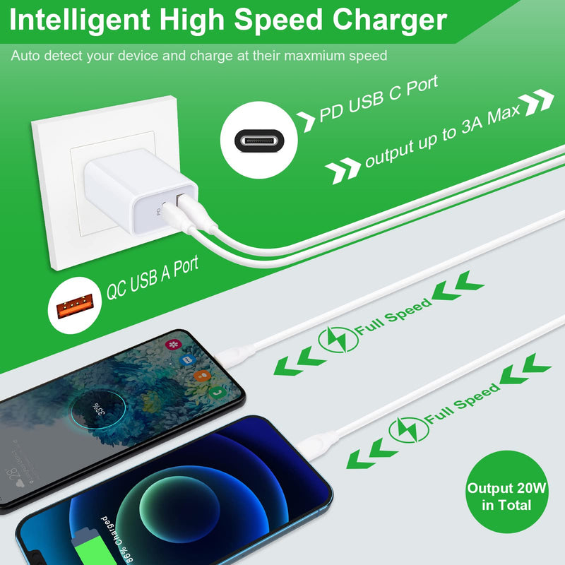 [Australia - AusPower] - USB C Fast Charger Block for iPhone 13 Pro Max, 20W Dual Port PD + QC 3.0 USB C Wall Charger Power Adapter Plug for iPhone 13/13 Mini/13 Pro/12 11 Pro Max/SE/XR/XS,Pixel 6 Pro 5 4a,Galaxy S21 S22 A13 