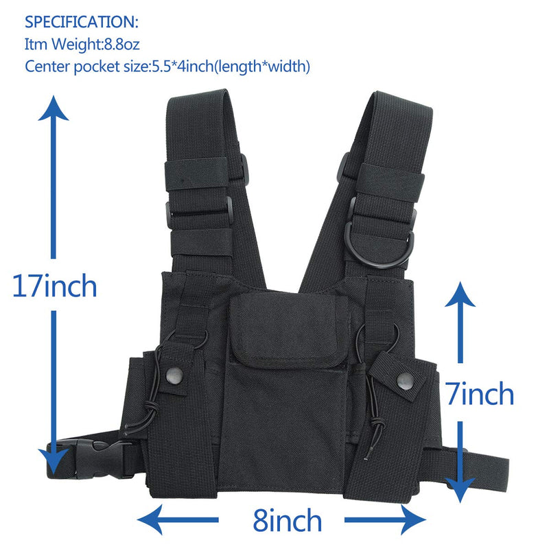 [Australia - AusPower] - Airiton Radio Chest Harness Chest Front Pack Tactical Chest Rig Bag Functional Chest Bag Streetwear Hip Hop Bags Adjustable Vest Pack 