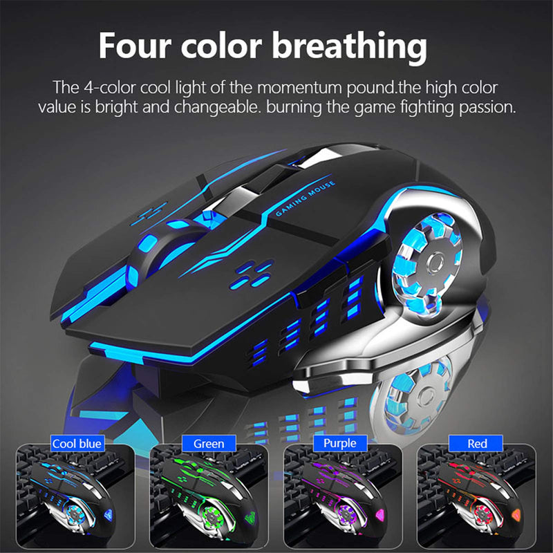 [Australia - AusPower] - AULA SC100 LED Gaming Mouse Wireless, with Side Buttons, USB Receiver, 2.4G Cordless Programmable Rechargeable Office/Games Computer Mice, Black 