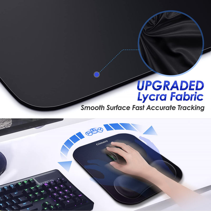 [Australia - AusPower] - Gimars Large Smooth Superfine Fibre Memory Foam Ergonomic Mouse Pad Wrist Rest Support - Mousepad with Nonslip Base for Laptop, Computer, Gaming & Office Black 