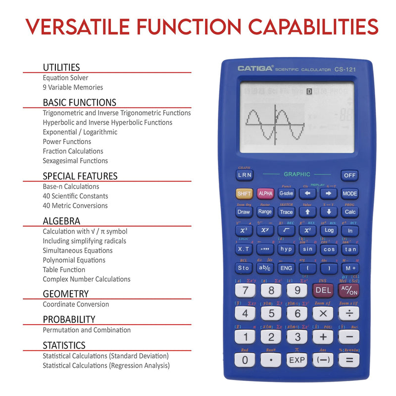 [Australia - AusPower] - Scientific Calculator with Graphic Functions - Multiple Modes with Intuitive Interface - Perfect for Beginner and Advanced Courses, High School or College Blue 