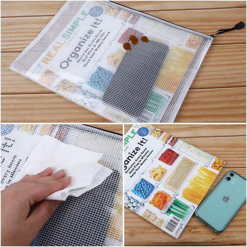 [Australia - AusPower] - EOOUT 24pcs Mesh Zipper Pouch, Storage Bags for Board Game, Plastic Puzzle Bag for Organizing, Letter Size, A4 Size, Black, for School Office Supplies 
