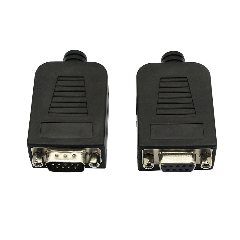 [Australia - AusPower] - SinLoon DB9 Connector Adapter RS232 Serial Port D-SUB Adapter Plate Breakout Board Solder-Free (1-Pair Male+Female with Screwdriver ，Black Rubber Core) 