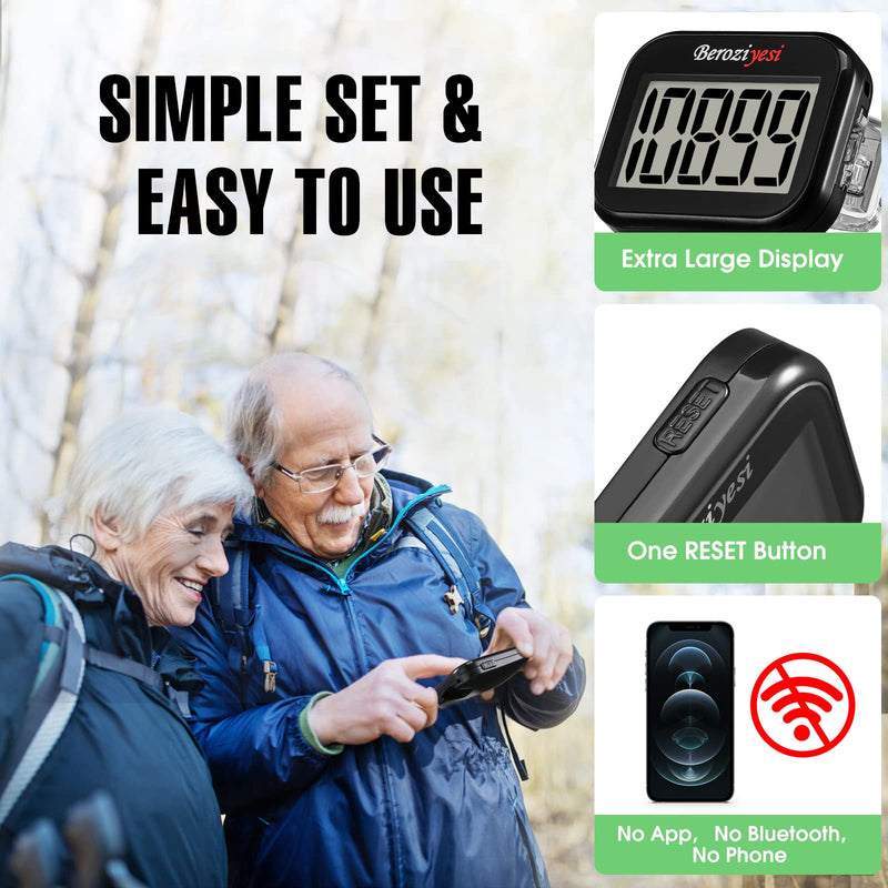 [Australia - AusPower] - 3D Pedometer for Walking, Simple Step Counter for Walking with Removable Clip and Lanyard, Accurate Pedometers for Steps, Step Tracker with Large Display for Men Women and Kids 