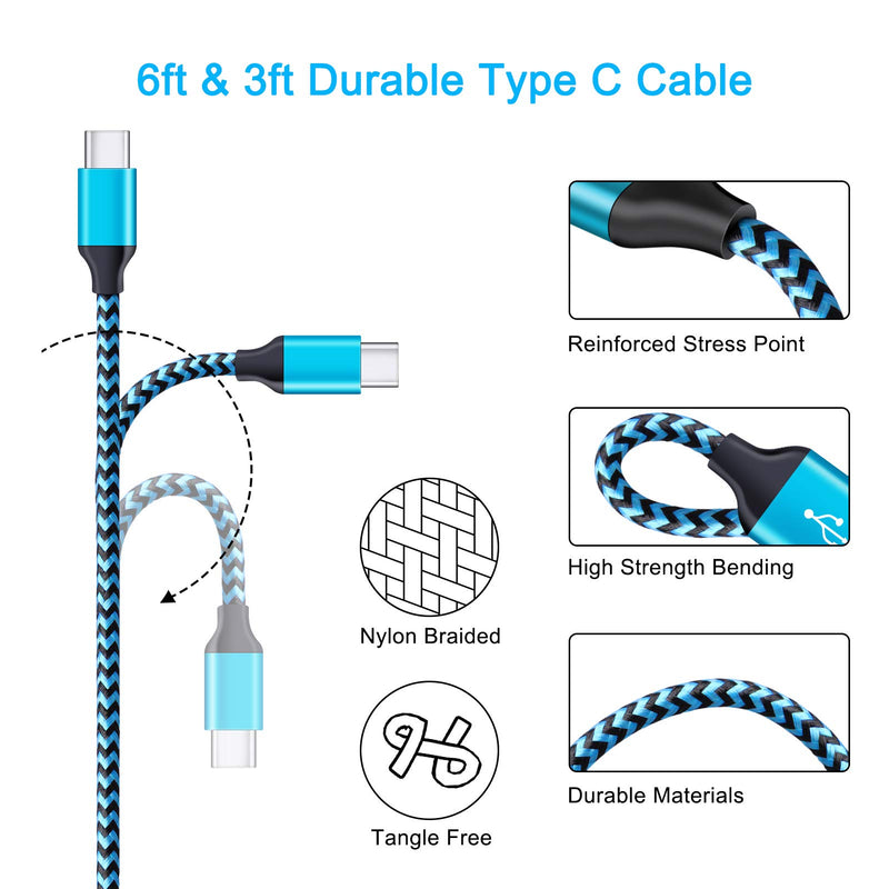 [Australia - AusPower] - 3.4A Cigarette Lighter USB Charger Compatible Samsung Galaxy A32 5G A12 A51 A52 A71 M02s M12 M21s F41 OnePlus Nord 8T 7T Pro, Car Adapter USB Charger Wall Charger Cube 2pcs USB Type C Cable(3ft+6ft) blue 