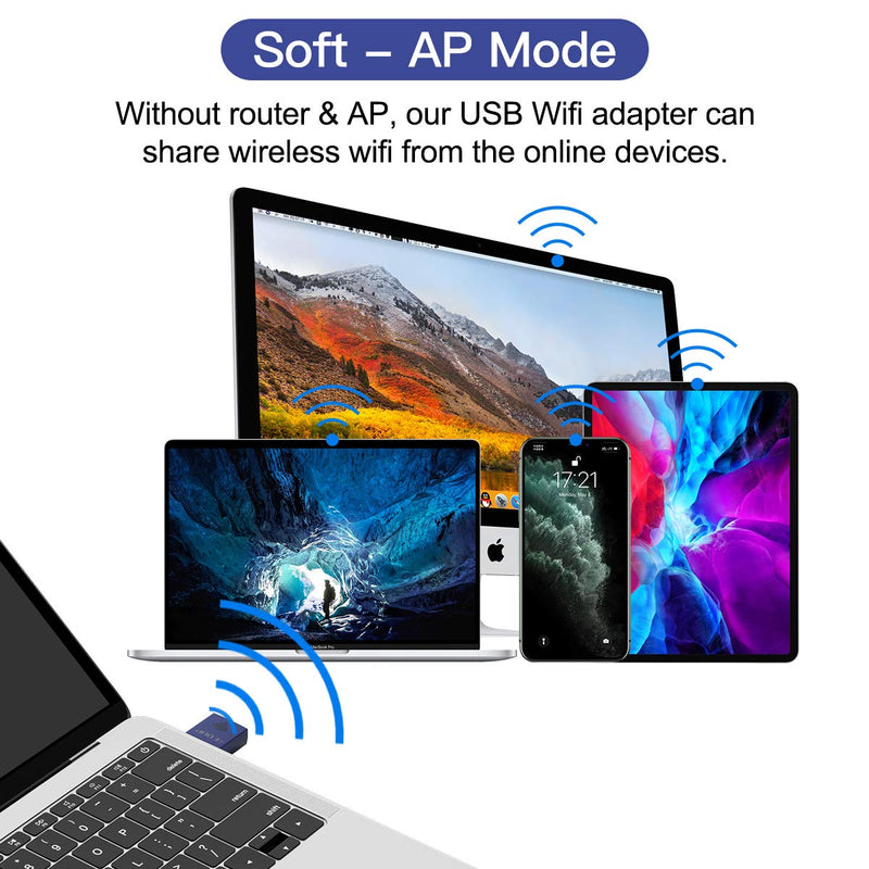 [Australia - AusPower] - USB Bluetooth WiFi Adapter, Wireless Nano USB Network Adapter for Laptop Desktop PC Wi-Fi Dongle Compatible with Windows 10/7/8/8.1/XP Mac OS X 10.6-10.15.3 