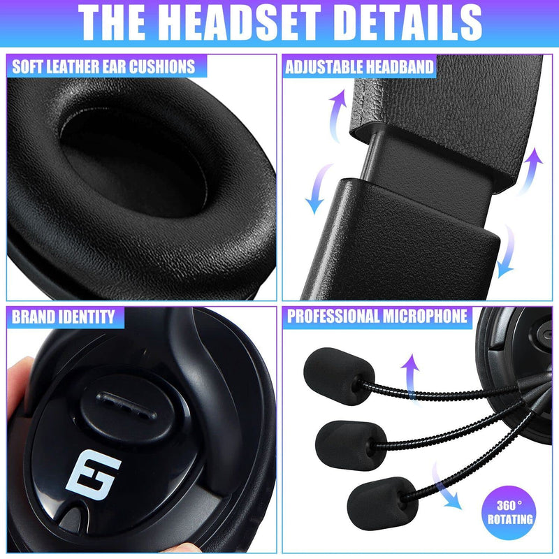 [Australia - AusPower] - ElloGear EG15 Stereo Gaming Headset for PS4, PC, Xbox One, PS5 Controller - Gaming Headphones with Microphone, Noise Cancelling Mic, Volume Control, Wired Headset for Computer Office PC - Black 