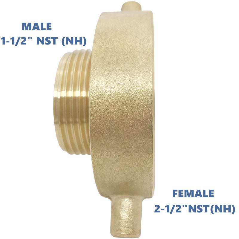 [Australia - AusPower] - Happy Tree 2-1/2" NST (NH) Female x 1-1/2" NST (NH) Male Brass Fire Hydrant Adapter with Pin Lug Brass Fire Equipment 