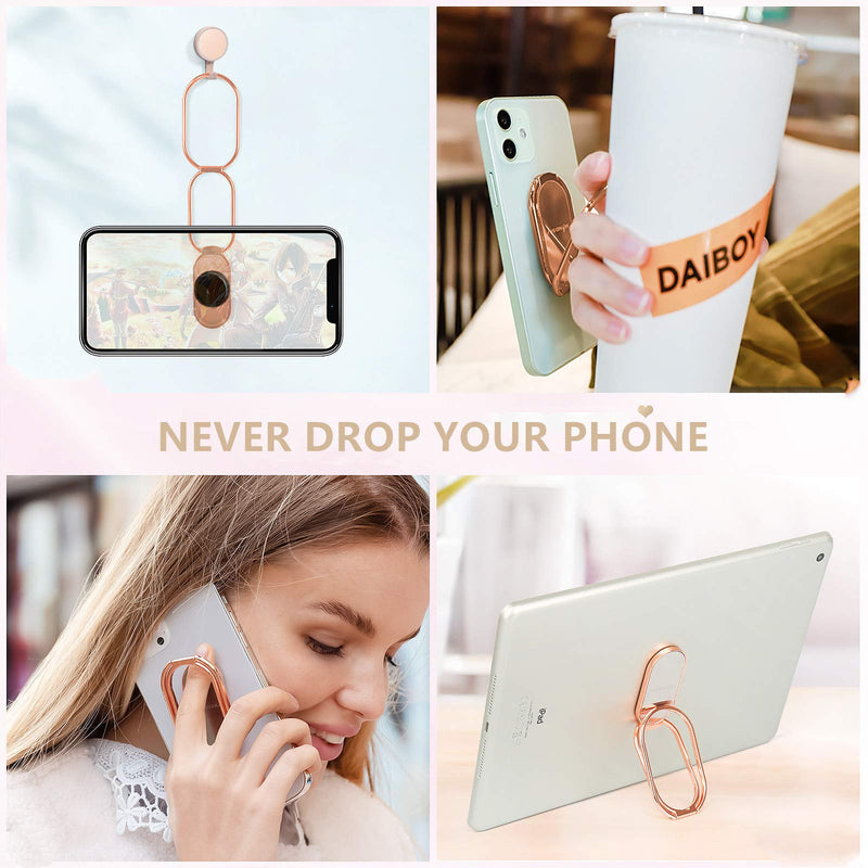 [Australia - AusPower] - MINDSKY Phone Ring Holder Finger Kickstand Retractable 360°Rotation Ultra-Thin Cell Phone Back Grip Foldable Cellphone Stand for iPhone iPad Smartphones Tablets ( with Universal Magnetic Car Mount) Rose Gold 