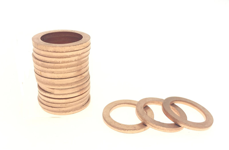 [Australia - AusPower] - YXQ 50Pcs 14x20x2mm Copper Crush Washer Flat Ring Seal Gasket Fitting M14 