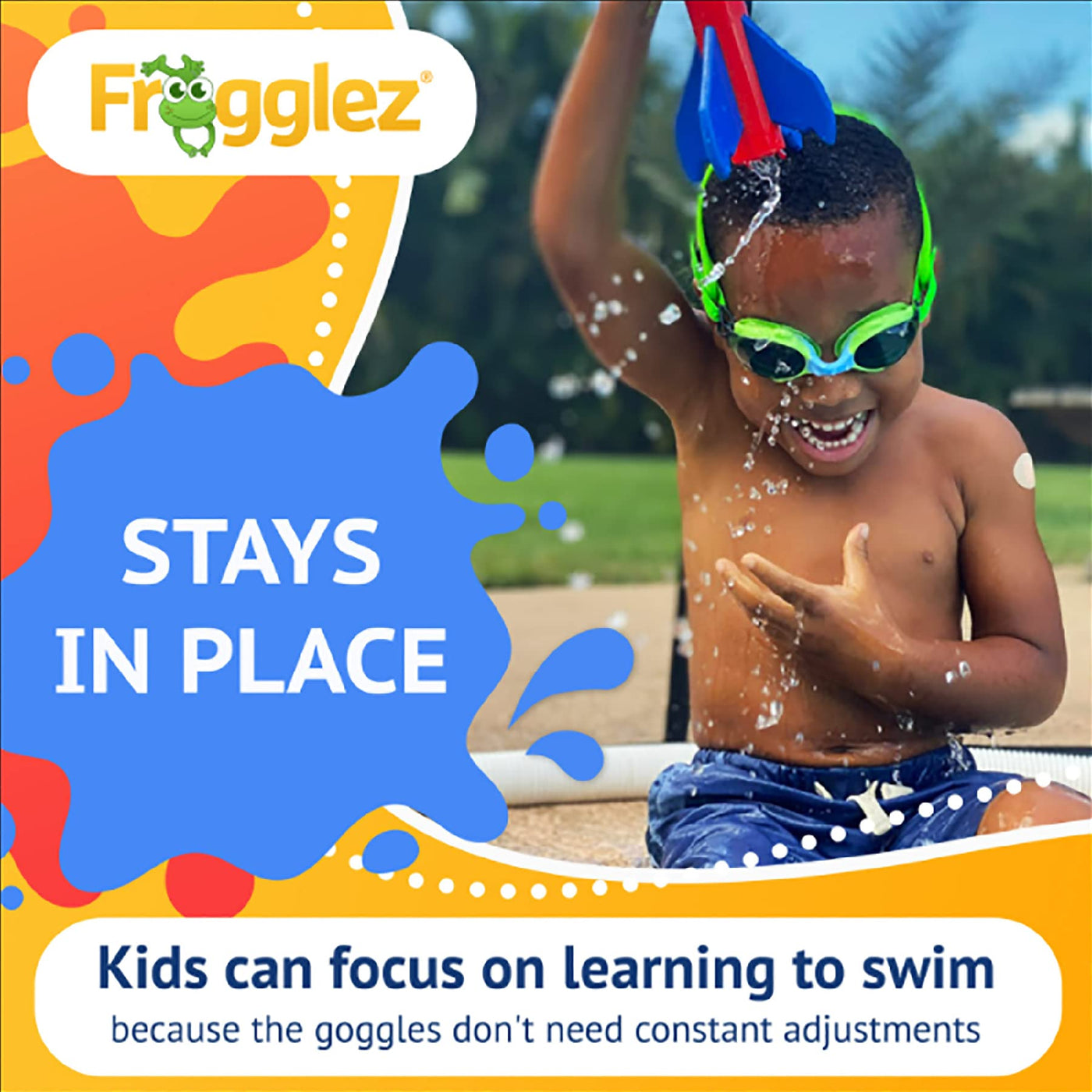 Frogglez Youth Wide View Anti-Fog Crystal Clear Swim Goggle Mask For Kids Under 10 (Ages 3-10) Recommended By Olympic Swimmers P