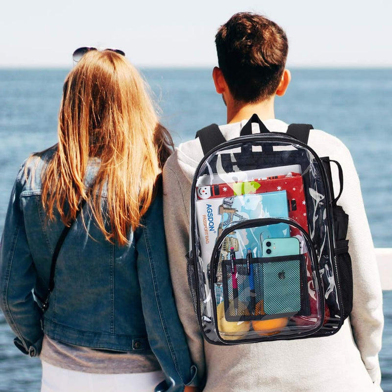 [Australia - AusPower] - Clear Backpack, Heavy Duty Transparent Bookbag, See Through PVC School Bag for Woemen Men Black01 